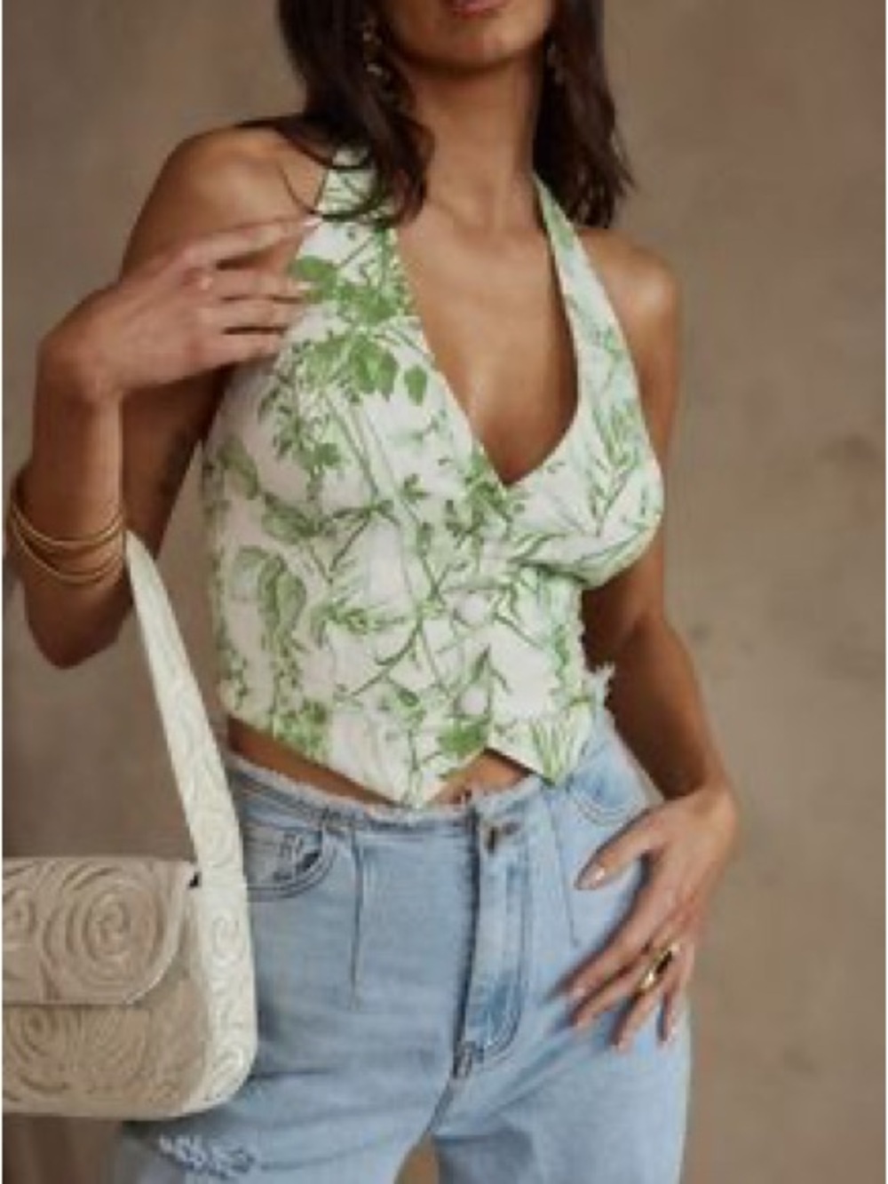 12th Tribe Floral Halter Top Vest